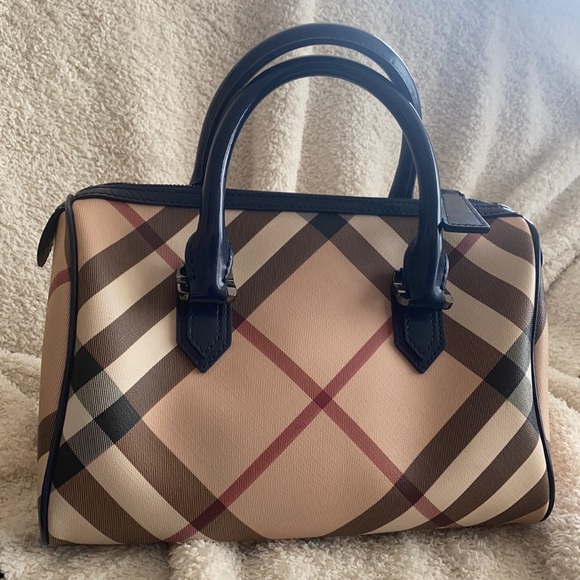 BURBERRY Small Chester Nova Check Patent Bowling Bag Black